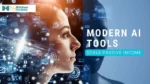 Modern Ai tools Scale passive income a face looking at the future technology outbreak